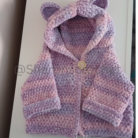 💜 Ombre Teddy Bear Ears Crochet Hoodie 💜