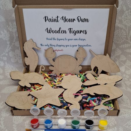 Paint your Own Sea Animals, Wooden Figures, Complete Set including Brushes and Paints