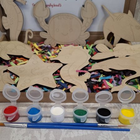 Paint your Own Sea Animals, Wooden Figures, Complete Set including Brushes and Paints