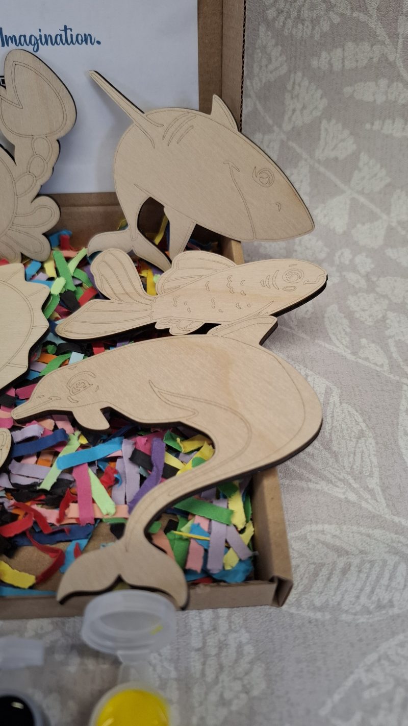 Paint your Own Sea Animals, Wooden Figures, Complete Set including Brushes and Paints