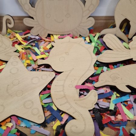 Paint your Own Sea Animals, Wooden Figures, Complete Set including Brushes and Paints
