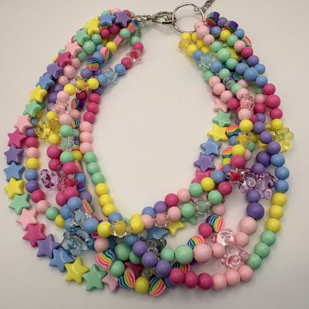 Pastel maximalist multi layer beaded necklace