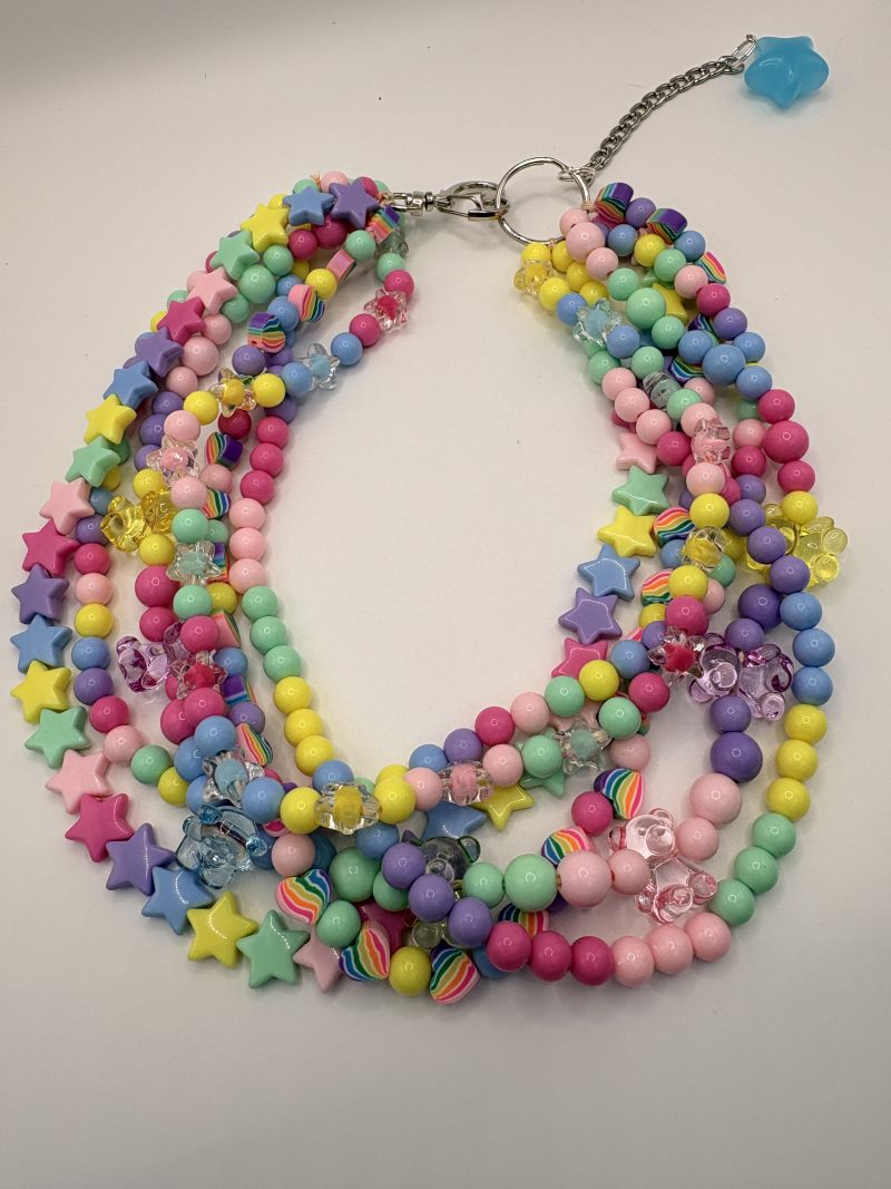 Pastel maximalist multi layer beaded necklace