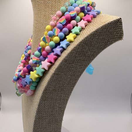 Pastel maximalist multi layer beaded necklace