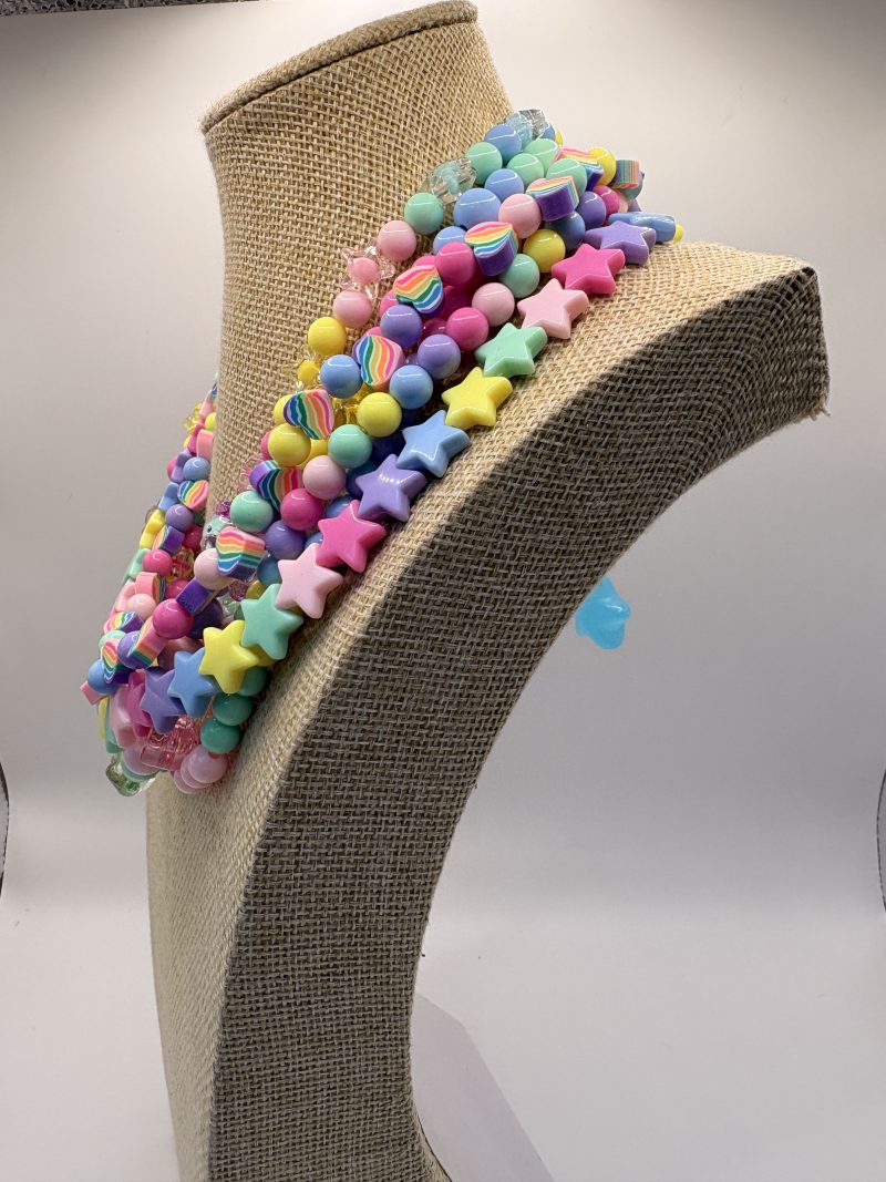 Pastel maximalist multi layer beaded necklace