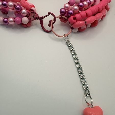Pink beaded maximalist statement layered necklace