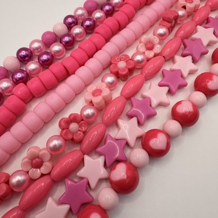 Pink beaded maximalist statement layered necklace