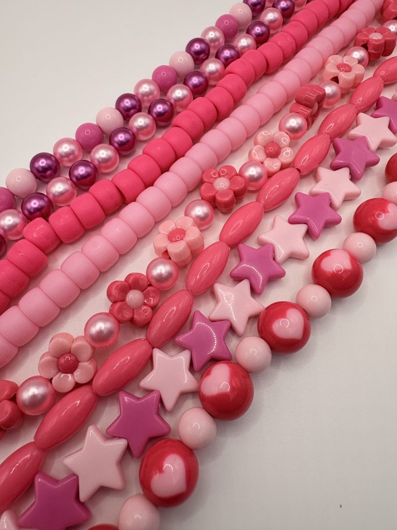 Pink beaded maximalist statement layered necklace