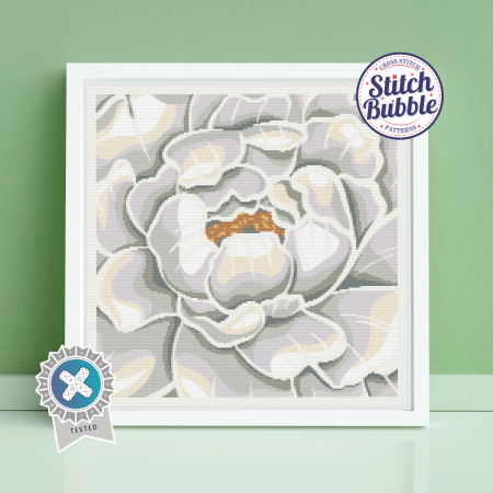 White Peony ~ Modern Cross Stitch Pattern PDF