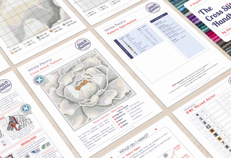 White Peony ~ Modern Cross Stitch Pattern PDF