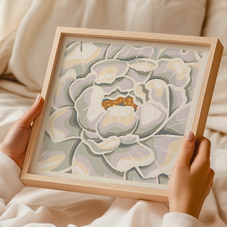White Peony ~ Modern Cross Stitch Pattern PDF