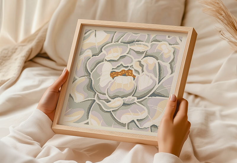 White Peony ~ Modern Cross Stitch Pattern PDF