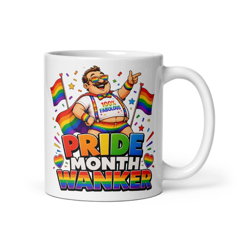 Gay Pride Month Wanker Mug – 11oz White Ceramic Funny Rainbow Pride Mug