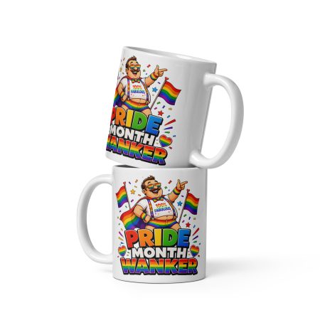 Gay Pride Month Wanker Mug – 11oz White Ceramic Funny Rainbow Pride Mug