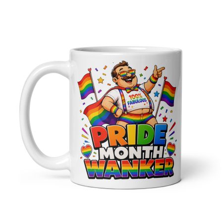 Gay Pride Month Wanker Mug – 11oz White Ceramic Funny Rainbow Pride Mug