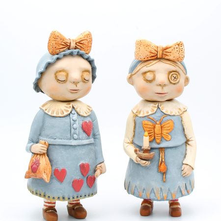 Handmade Art Dolls Clara Heartkeeper & Mara Candlelight, Set of Two