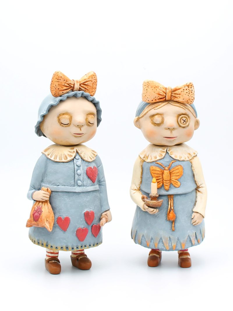 Handmade Art Dolls Clara Heartkeeper & Mara Candlelight, Set of Two