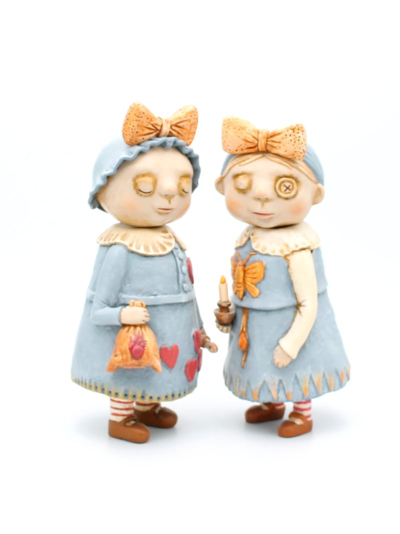 Handmade Art Dolls Clara Heartkeeper & Mara Candlelight, Set of Two