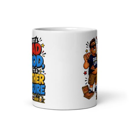 Funny Dad Bod Father Figure Mug – White Ceramic 11oz Novelty Dad Gift