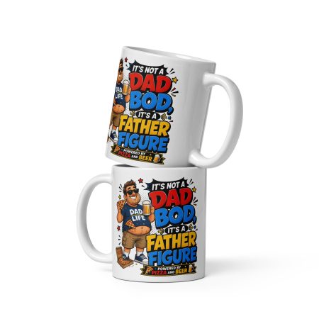 Funny Dad Bod Father Figure Mug – White Ceramic 11oz Novelty Dad Gift