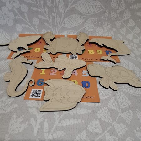 Individual Party Packs, Paint your Own Sea Animals, Wooden Figures,