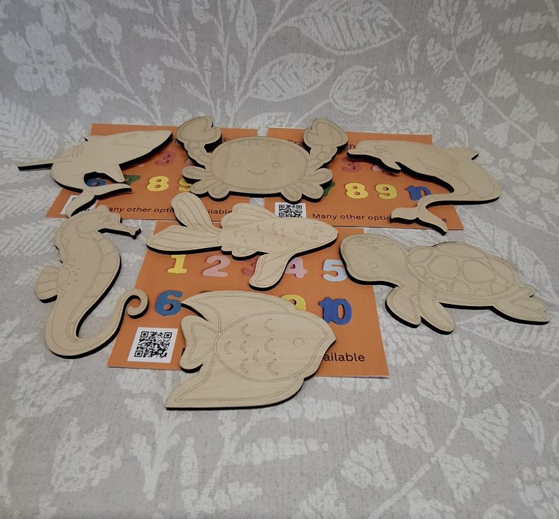 Individual Party Packs, Paint your Own Sea Animals, Wooden Figures,