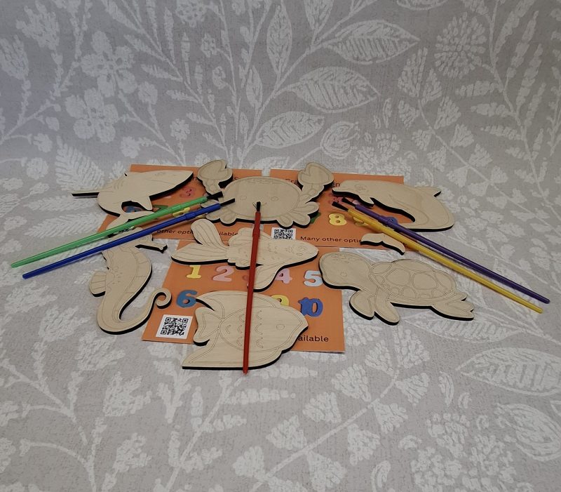 Individual Party Packs, Paint your Own Sea Animals, Wooden Figures,
