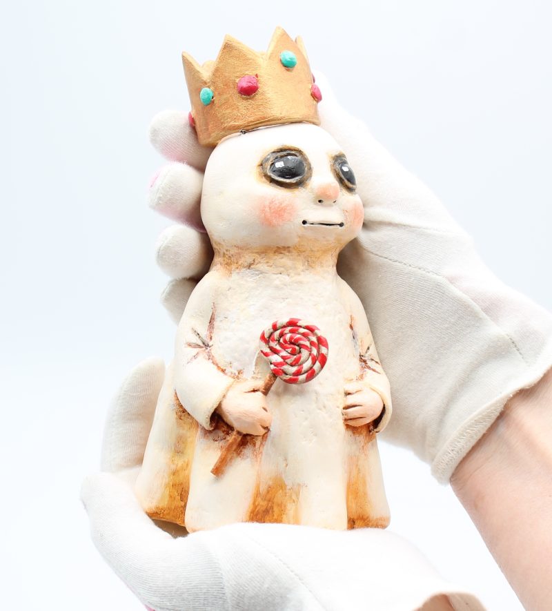 Handmade Paper Clay Sweetheart Ghost No. 3 Halloween Figure