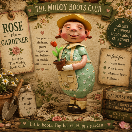 Handmade Paper Clay Art Doll Rose the Gardener, 24cm Tall