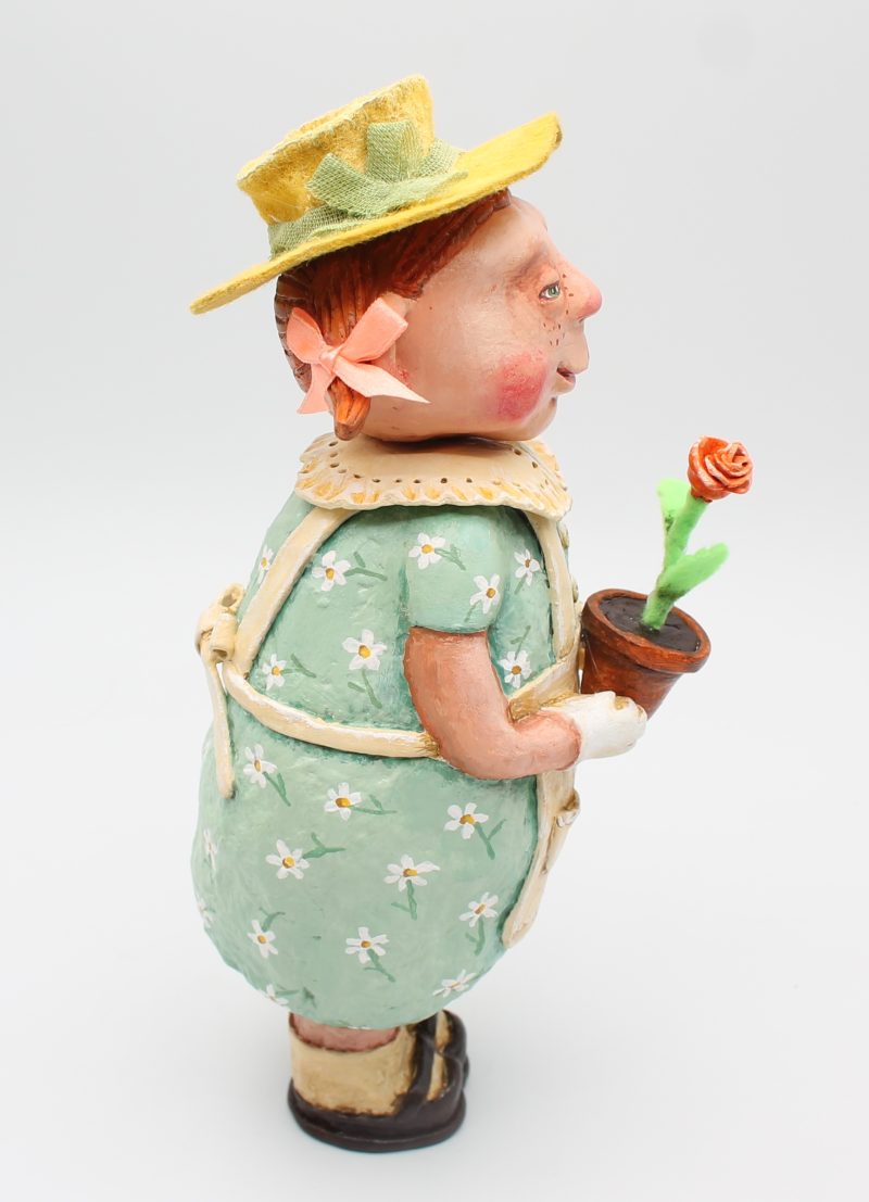 Handmade Paper Clay Art Doll Rose the Gardener, 24cm Tall