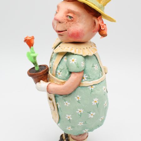 Handmade Paper Clay Art Doll Rose the Gardener, 24cm Tall