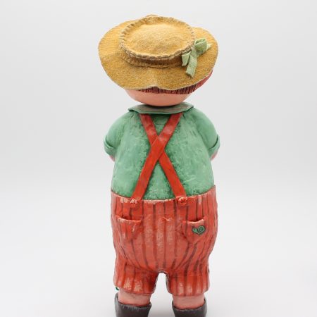 Handmade Paper Clay Art Doll Leo the Gardener, 24cm Tall