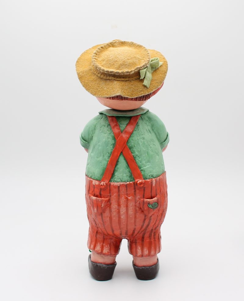 Handmade Paper Clay Art Doll Leo the Gardener, 24cm Tall