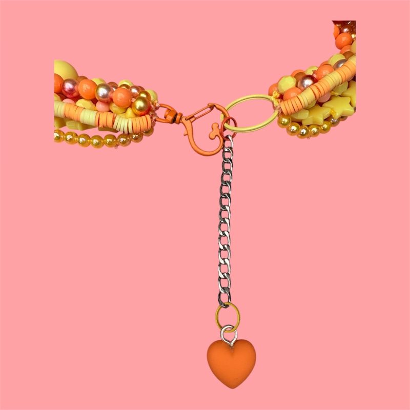 Lemon and peach maximalist multi layer beaded necklace