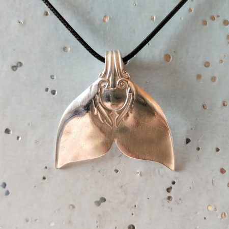 Unique silver plated vintage Mermaid /Whale tail spoon pendant necklace