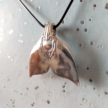 Unique silver plated vintage Mermaid /Whale tail spoon pendant necklace