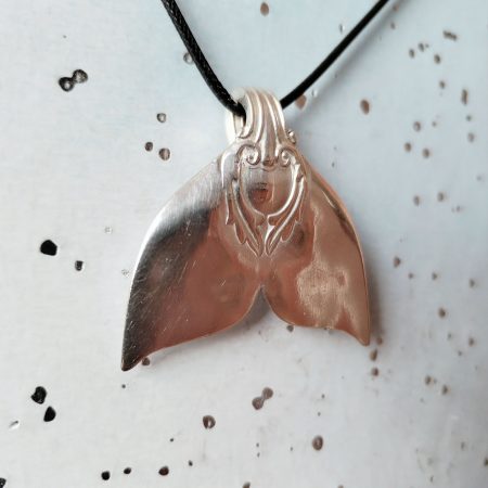 Unique silver plated vintage Mermaid /Whale tail spoon pendant necklace