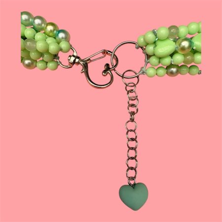 Mint green/blue beaded maximalist multi layer beaded necklace