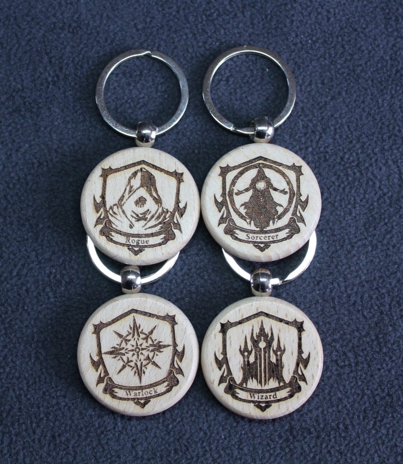 Laser engraved DnD Insignia keyrings/keychains