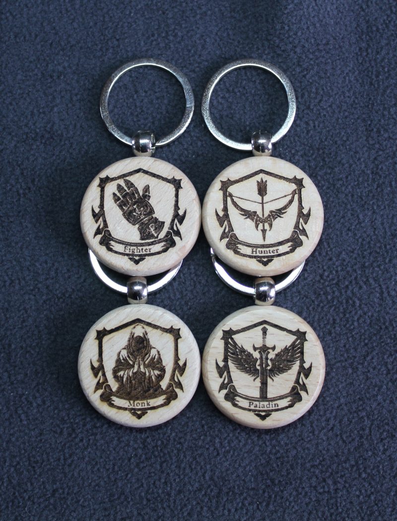 Laser engraved DnD Insignia keyrings/keychains