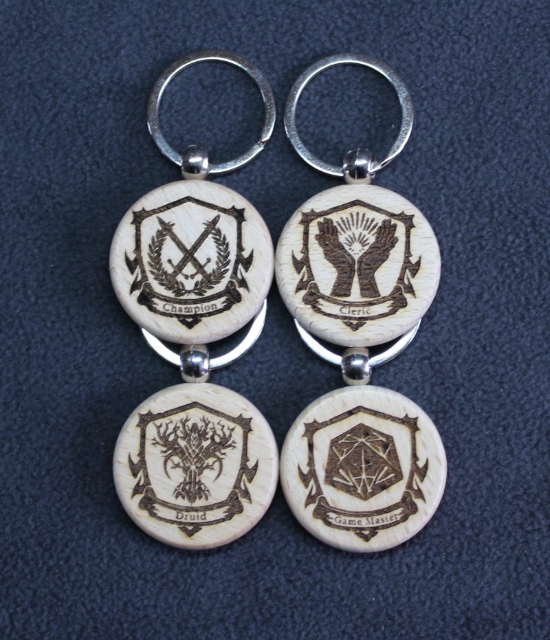Laser engraved DnD Insignia keyrings/keychains