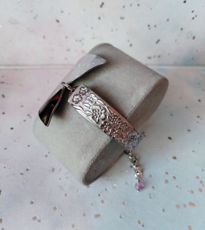 Unique stainless steel Mermaid/Whale tail floral spoon bracelet.