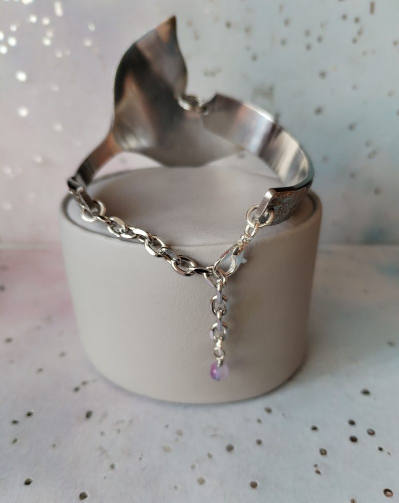Unique stainless steel Mermaid/Whale tail floral spoon bracelet.