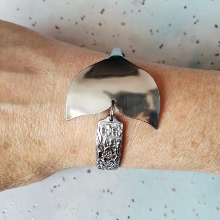 Unique stainless steel Mermaid/Whale tail floral spoon bracelet.