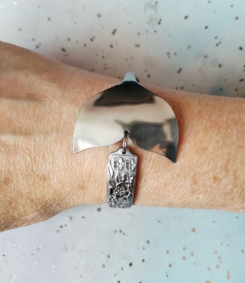 Unique stainless steel Mermaid/Whale tail floral spoon bracelet.
