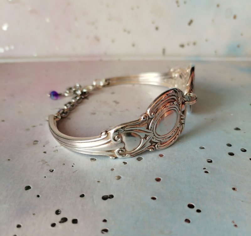 Unique silver plated spoon handle bracelet. Upcycled vintage jewellery.