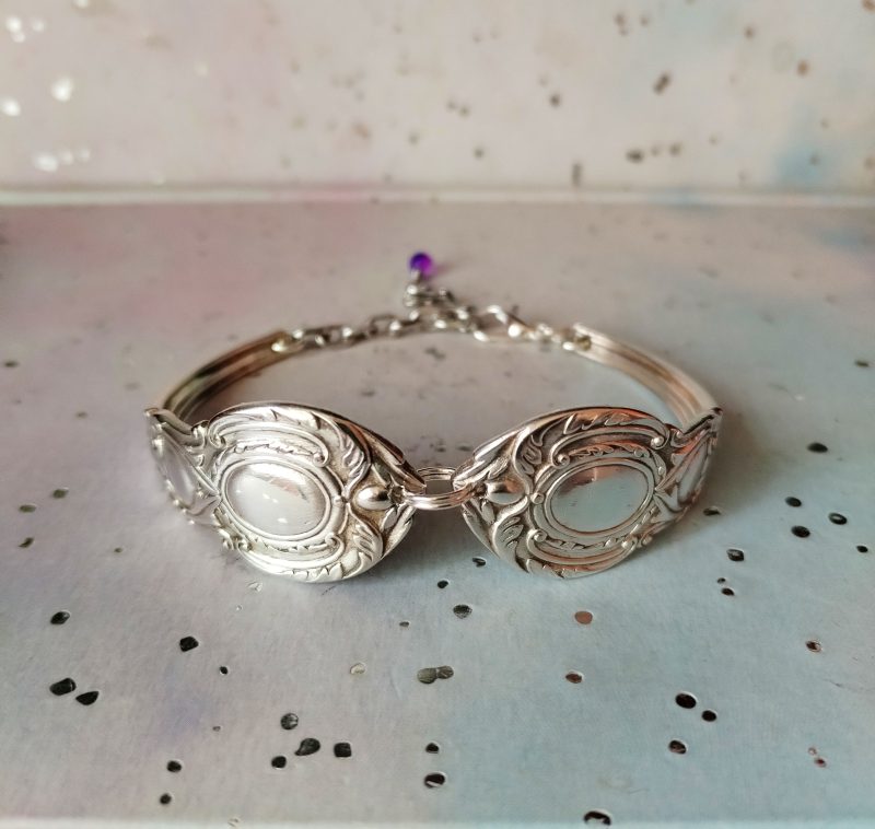 Unique silver plated spoon handle bracelet. Upcycled vintage jewellery.