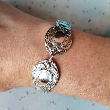Unique silver plated spoon handle bracelet. Upcycled vintage jewellery.