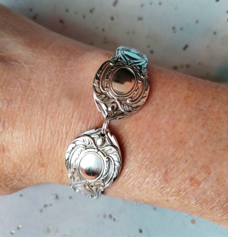 Unique silver plated spoon handle bracelet. Upcycled vintage jewellery.