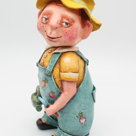 Handmade Alfie the Gardener Art Doll in Vintage Style, 24cm Tall